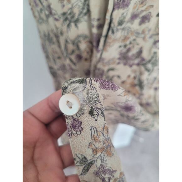 Vintage Gap Floral Button Down Shirt Dress Size S Beige Cottagecore Prairie - Picture 5 of 9